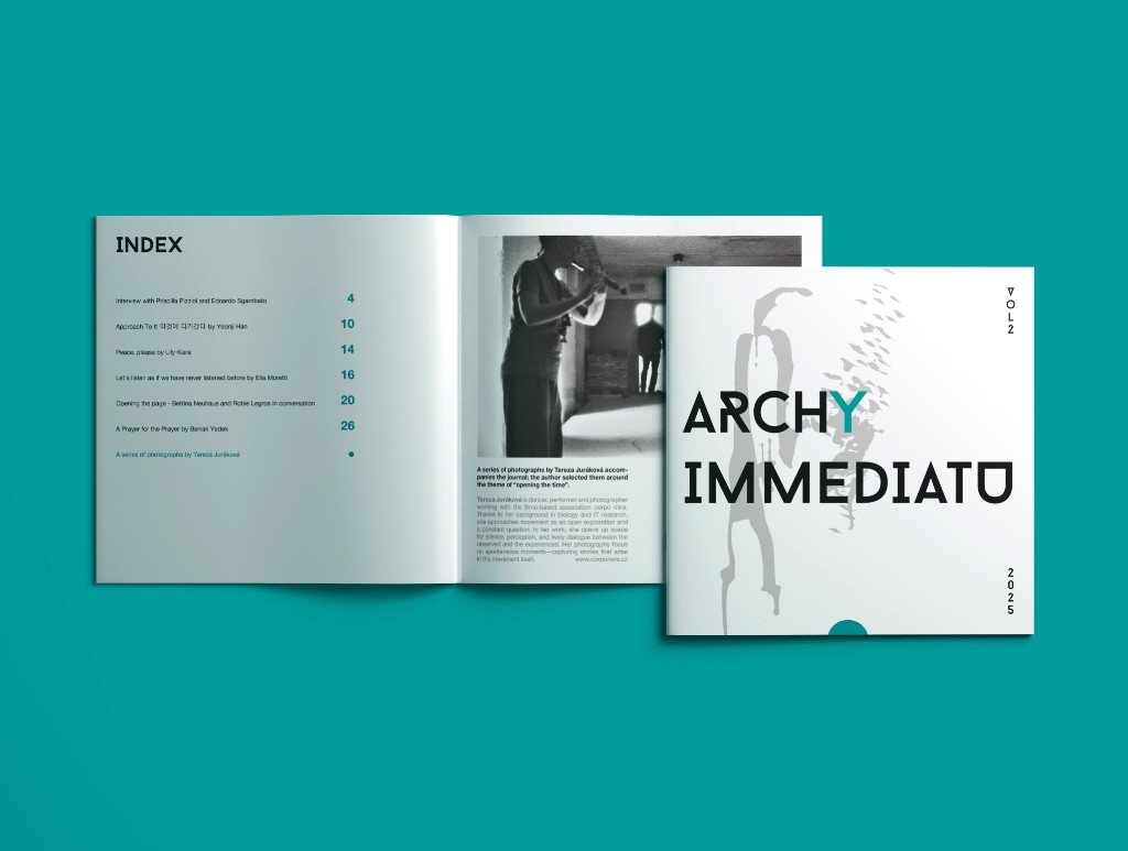 Obálka a rozložení občasníku ARCHY IMMEDIATU, vol. 2, 2025